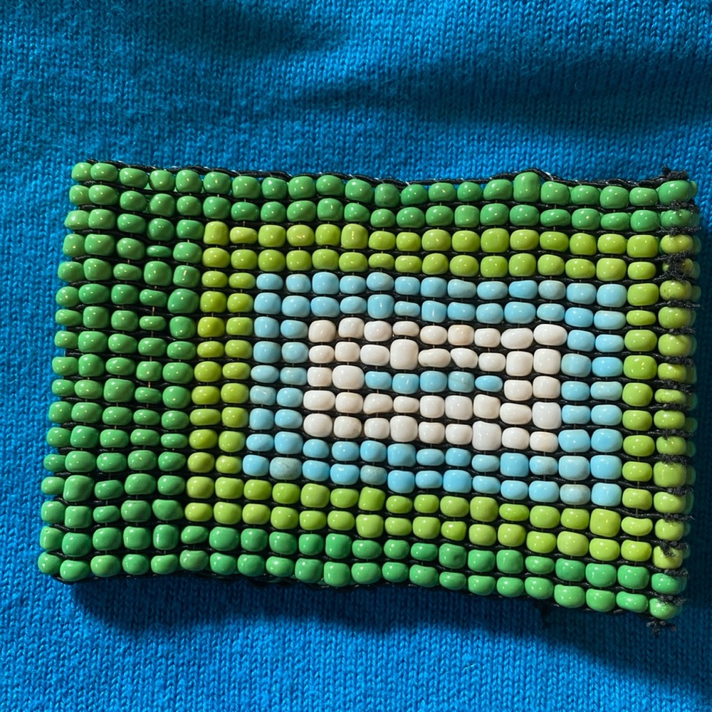Glass beaded elastic bracelet, 2 1/4” width